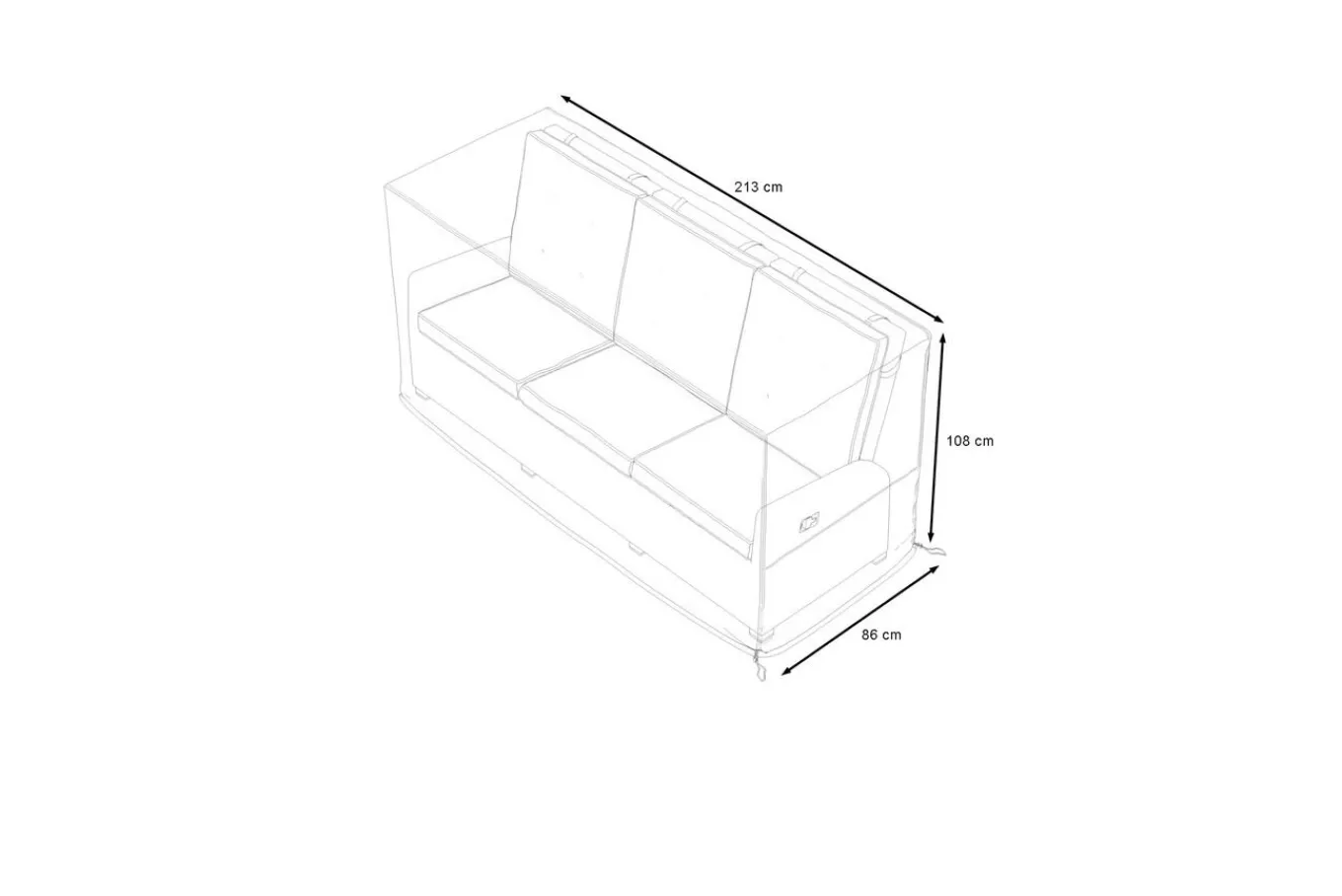 Hot Abdeckhaube für Gartenlounges, schwarz, Ripstop-Gewebe/Polyester, 213 x 86 x 108 cm, wasserabweisend, UV-Schutz Schutzhüllen