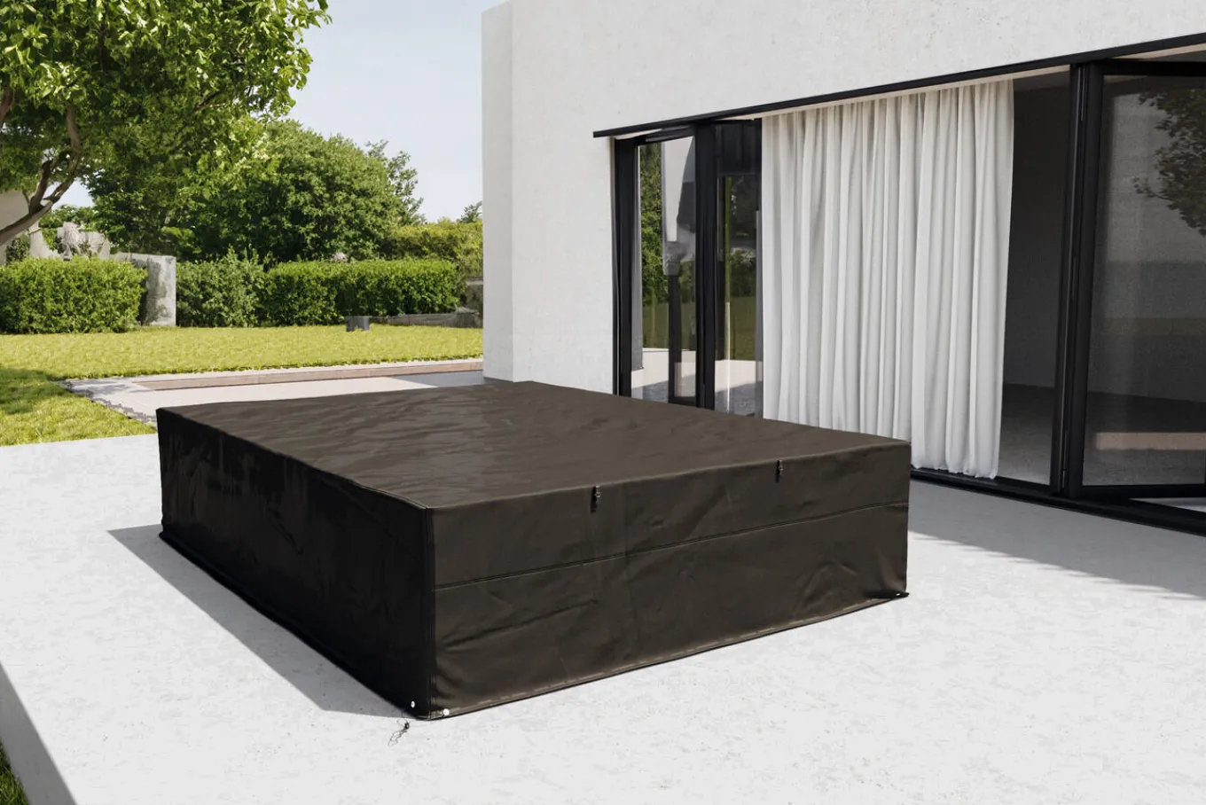 Sale Abdeckhaube für Gartenlounges, schwarz, Ripstop-Gewebe/Polyester, 440 x 230 x 70 cm, wasserabweisend, UV-Schutz Schutzhüllen