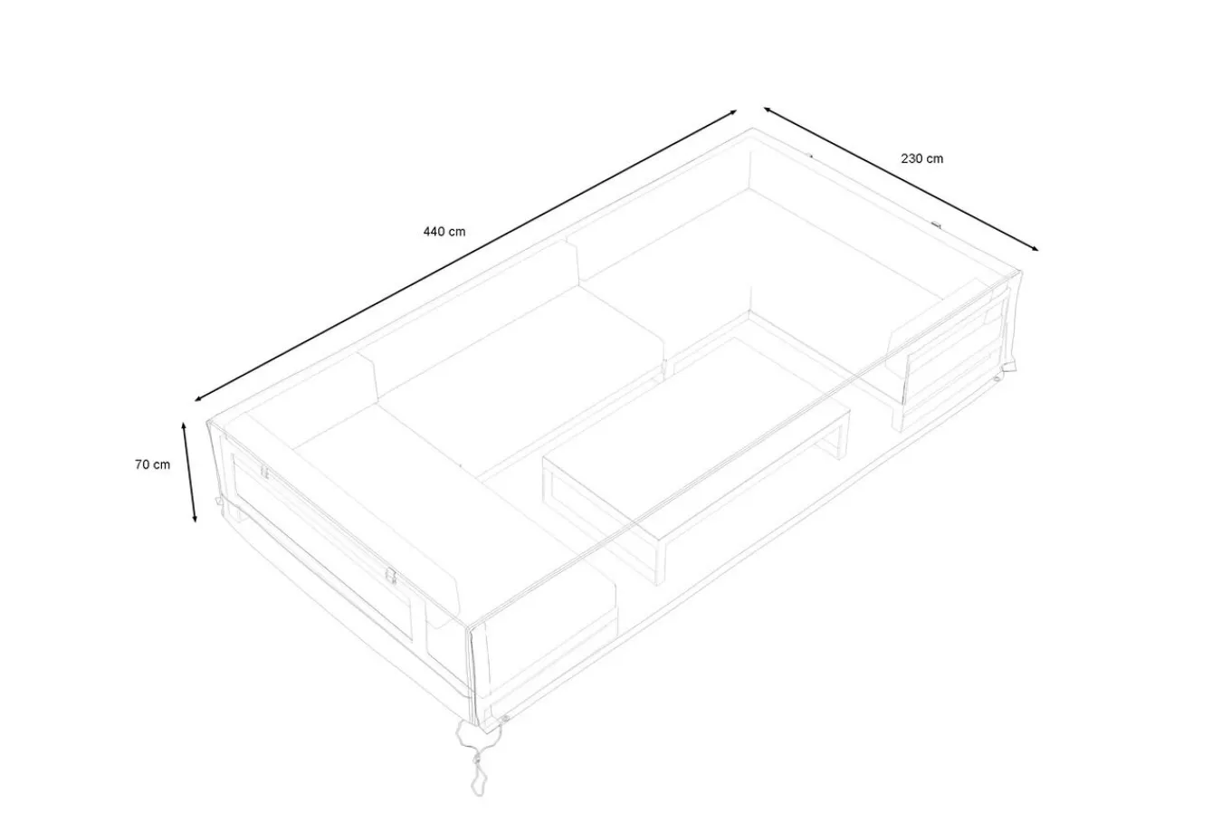 Sale Abdeckhaube für Gartenlounges, schwarz, Ripstop-Gewebe/Polyester, 440 x 230 x 70 cm, wasserabweisend, UV-Schutz Schutzhüllen