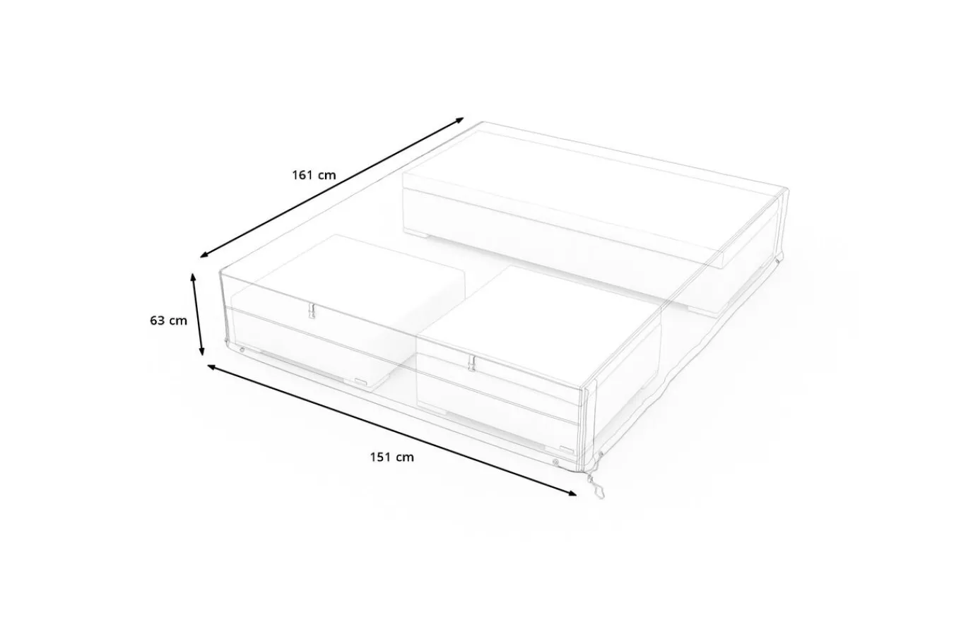 Discount Abdeckhaube für Gartenlounges, schwarz, Ripstop-Gewebe/Polyester, 161 x 151 x 63 cm, wasserabweisend, UV-Schutz Schutzhüllen