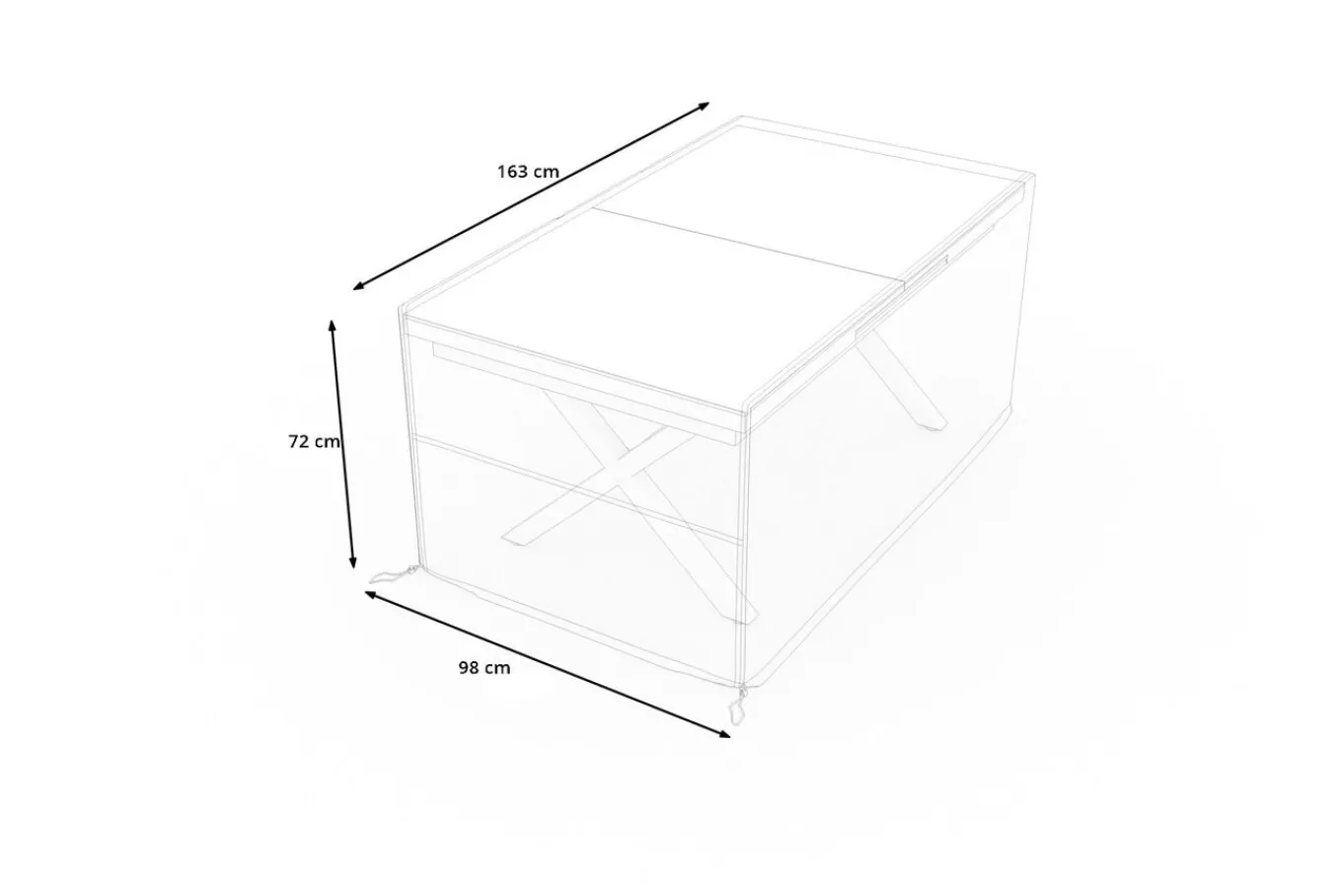 Discount Abdeckhaube für Tische, schwarz, Ripstop-Gewebe/Polyester, 163 x 98 x 72 cm, wasserabweisend, UV-Schutz Schutzhüllen