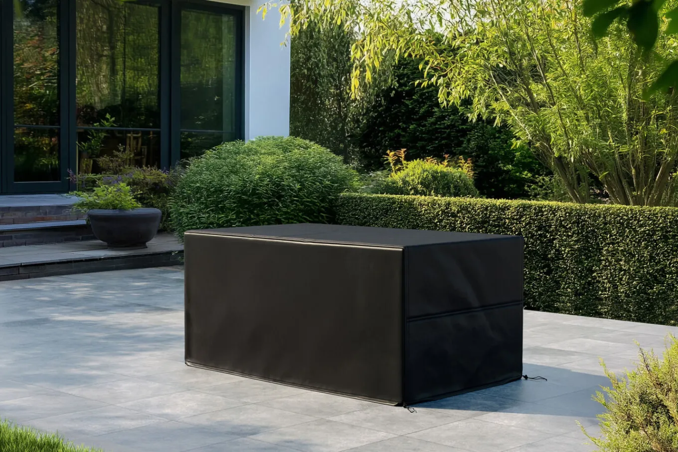 Discount Abdeckhaube für Tische, schwarz, Ripstop-Gewebe/Polyester, 163 x 98 x 72 cm, wasserabweisend, UV-Schutz Schutzhüllen