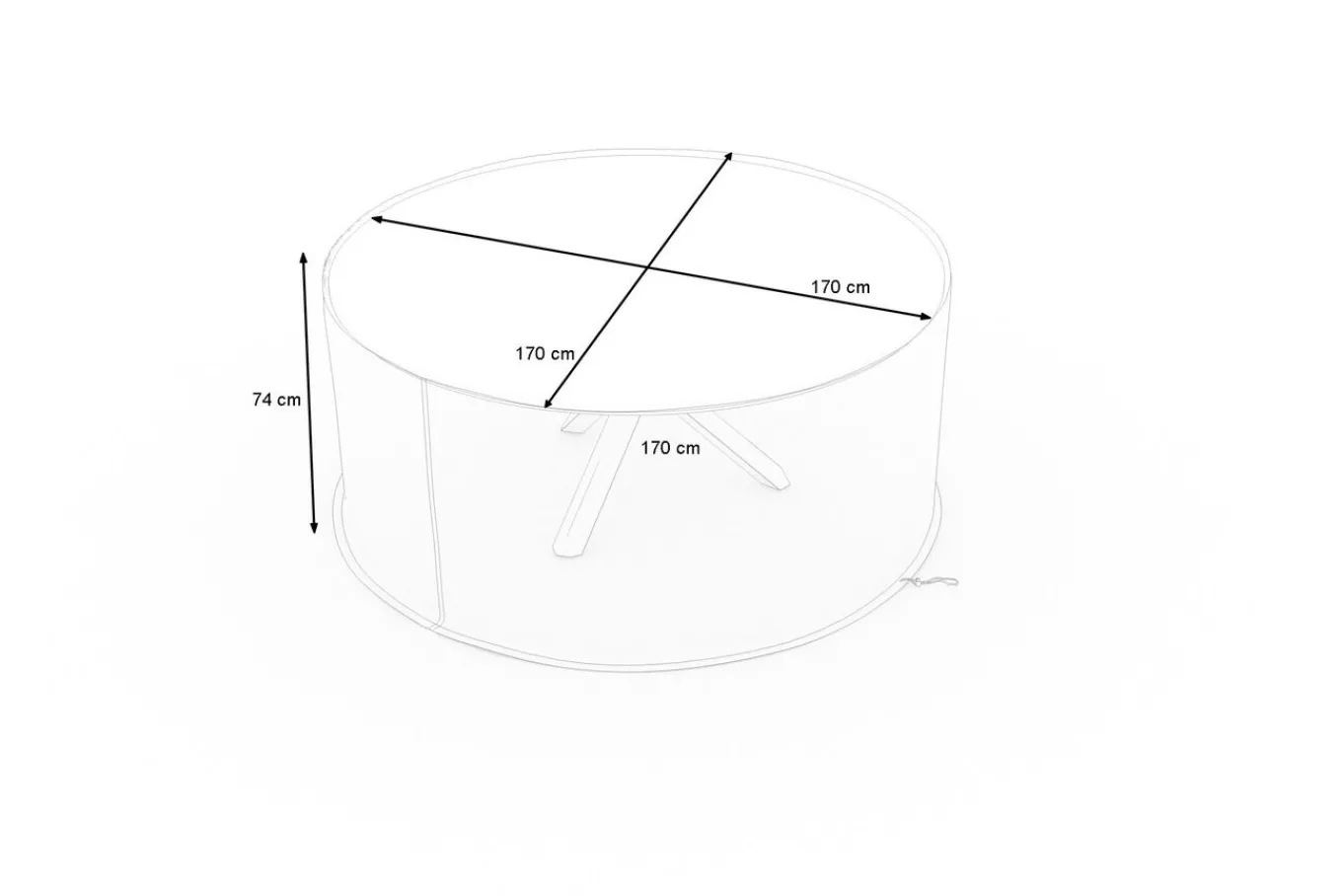 Hot Abdeckhaube für Tische, schwarz, Ripstop-Gewebe/Polyester, Ø170 x 74 cm, wasserabweisend, UV-Schutz Schutzhüllen