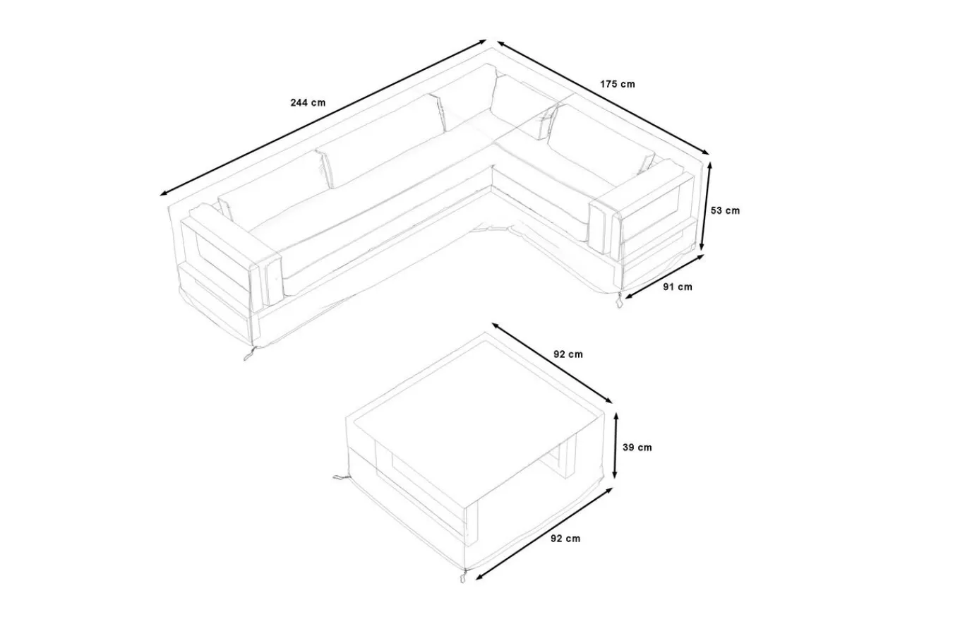 Hot Abdeckhauben-Set für Gartenlounges, schwarz, Ripstop-Gewebe/Polyester, wasserabweisend, UV-Schutz Schutzhüllen