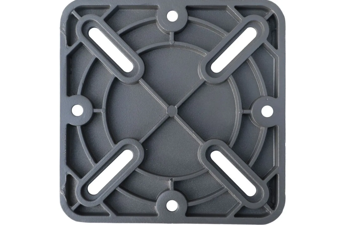 Clearance Adapterplatte für Schirmständer und Bodenanker, anthrazit, Alu, 16x16x1,5cm, Lochabstand 64-113mm Gartenmöbel-Zubehör & Ersatzteile|Sonnenschirme