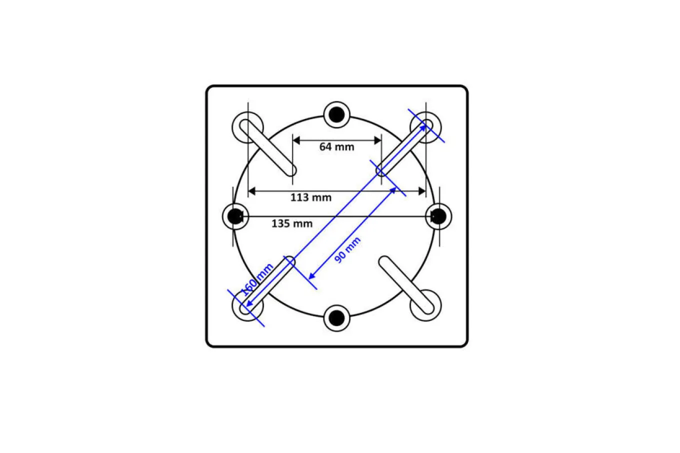 Clearance Adapterplatte für Schirmständer und Bodenanker, anthrazit, Alu, 16x16x1,5cm, Lochabstand 64-113mm Gartenmöbel-Zubehör & Ersatzteile|Sonnenschirme