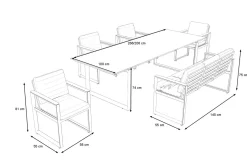 Sale Alexander Garten-Essgruppe, mattgrau, Alu/Teak, Ausziehtisch 206/266x100cm, 4 Stühle, 3er Bank, inkl. Polster Garten-Essgruppen
