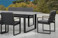 Alexander Stuhl, mattgrau, Alu/Teak, 58x55x81cm, mit Armlehnen, inkl. Polster Gartenstühle & Gartensessel