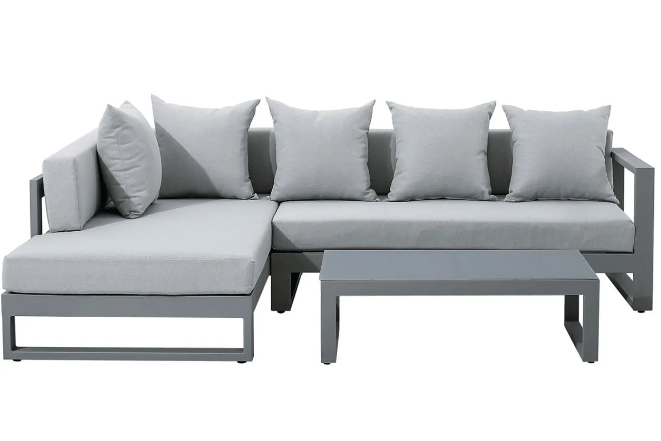 Sale Almeria Gartenmöbel-Set Lounge inkl. Ampelschirm, silbergrau/anthrazit, Alu/Polyester/Glas, Schirm 400 x 300 cm, pulverbeschichtet , mit Reißverschluss & Polster, wasserabweisend, UV-Schutz Garten-Essgruppen|Aluminium-Gartenmöbel