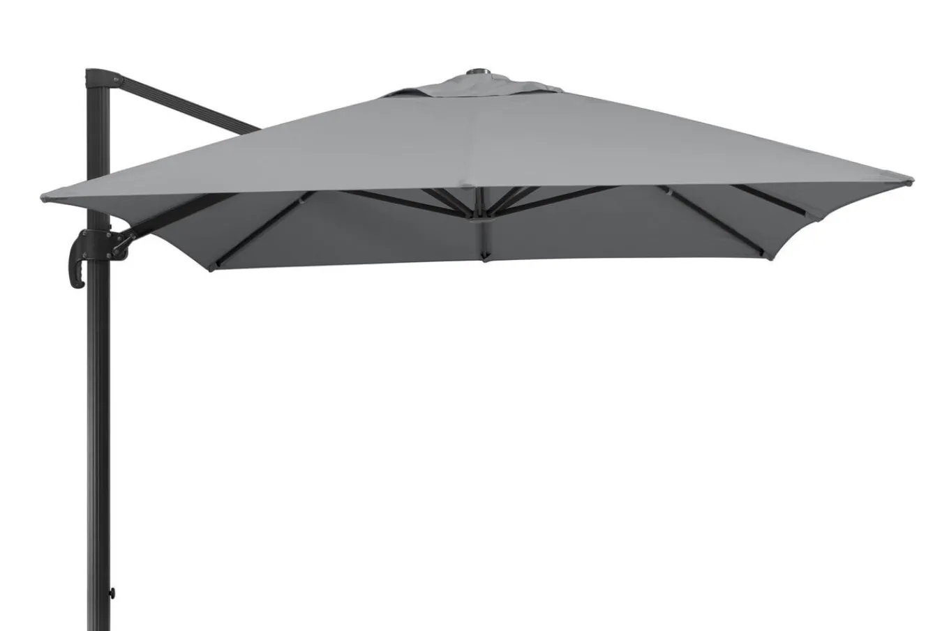 Sale Almeria Gartenmöbel-Set Lounge inkl. Ampelschirm, silbergrau/anthrazit, Alu/Polyester/Glas, Schirm 400 x 300 cm, pulverbeschichtet , mit Reißverschluss & Polster, wasserabweisend, UV-Schutz Garten-Essgruppen|Aluminium-Gartenmöbel