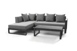 Discount Almeria Gartenmöbel-Set Lounge inkl. Ampelschirm, anthrazit/grau, Alu/Glas, 400 x 300 cm, pulverbeschichtet, UV-Schutz, witterungsbeständig Garten-Essgruppen|Aluminium-Gartenmöbel