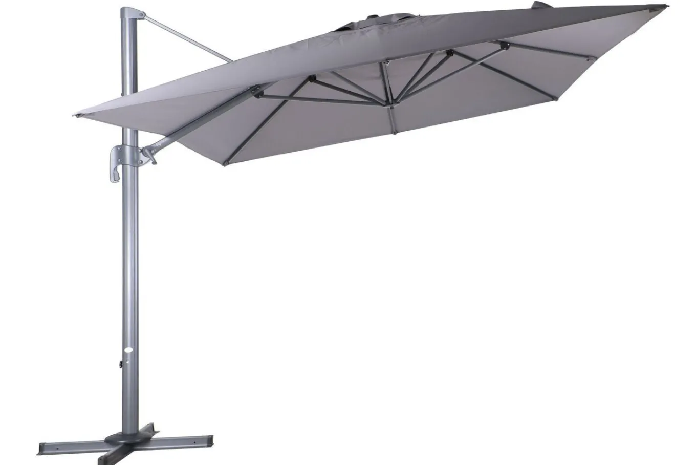Outlet Almeria Gartenmöbel-Set Essgruppe inkl. Ampelschirm, anthrazit matt/grau, Alu/Edelstahl/Glas, 180/240 x 100 cm, ausziehbar, klappbar, UV-beständig Garten-Essgruppen|Aluminium-Gartenmöbel
