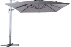Outlet Almeria Gartenmöbel-Set Essgruppe inkl. Ampelschirm, anthrazit matt/grau, Alu/Edelstahl/Glas, 180/240 x 100 cm, ausziehbar, klappbar, UV-beständig Garten-Essgruppen|Aluminium-Gartenmöbel
