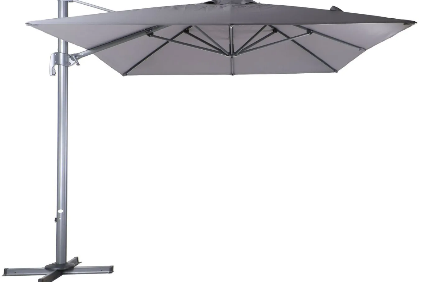 Outlet Almeria Gartenmöbel-Set Essgruppe inkl. Ampelschirm, anthrazit matt/grau, Alu/Edelstahl/Glas, 180/240 x 100 cm, ausziehbar, klappbar, UV-beständig Garten-Essgruppen|Aluminium-Gartenmöbel