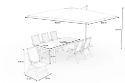 Outlet Almeria Gartenmöbel-Set Essgruppe inkl. Ampelschirm, anthrazit matt/grau, Alu/Edelstahl/Glas, 180/240 x 100 cm, ausziehbar, klappbar, UV-beständig Garten-Essgruppen|Aluminium-Gartenmöbel