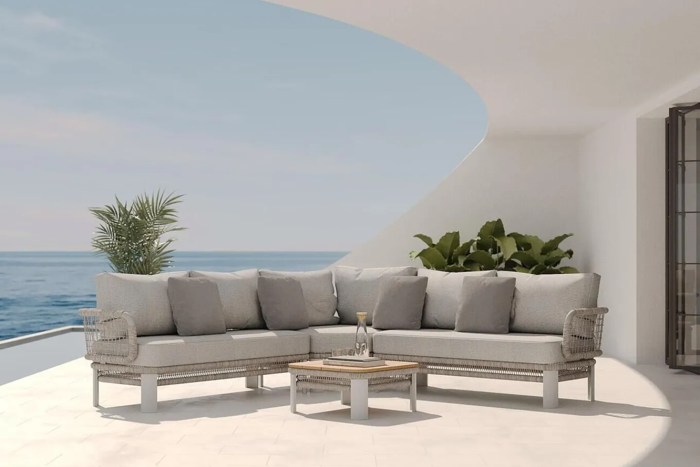 Hot Altea Gartenlounge für 5 Personen, grau, Alu/Rope/Polyester, inkl. Tisch Gartenlounge|Rope-Gartenmöbel