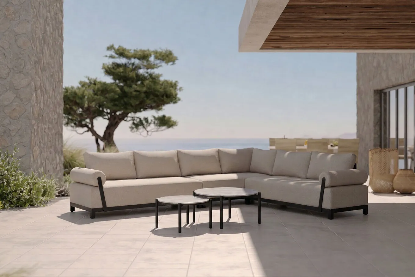 Hot Altea Gartenlounge für 5-6 Personen, beige-weiß, Aluminium/Polyesterbezug, wetterfest und pflegeleicht Gartenlounge