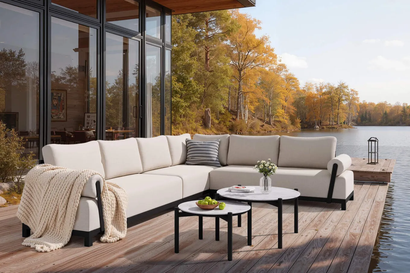 Hot Altea Gartenlounge für 5-6 Personen, beige-weiß, Aluminium/Polyesterbezug, wetterfest und pflegeleicht Gartenlounge