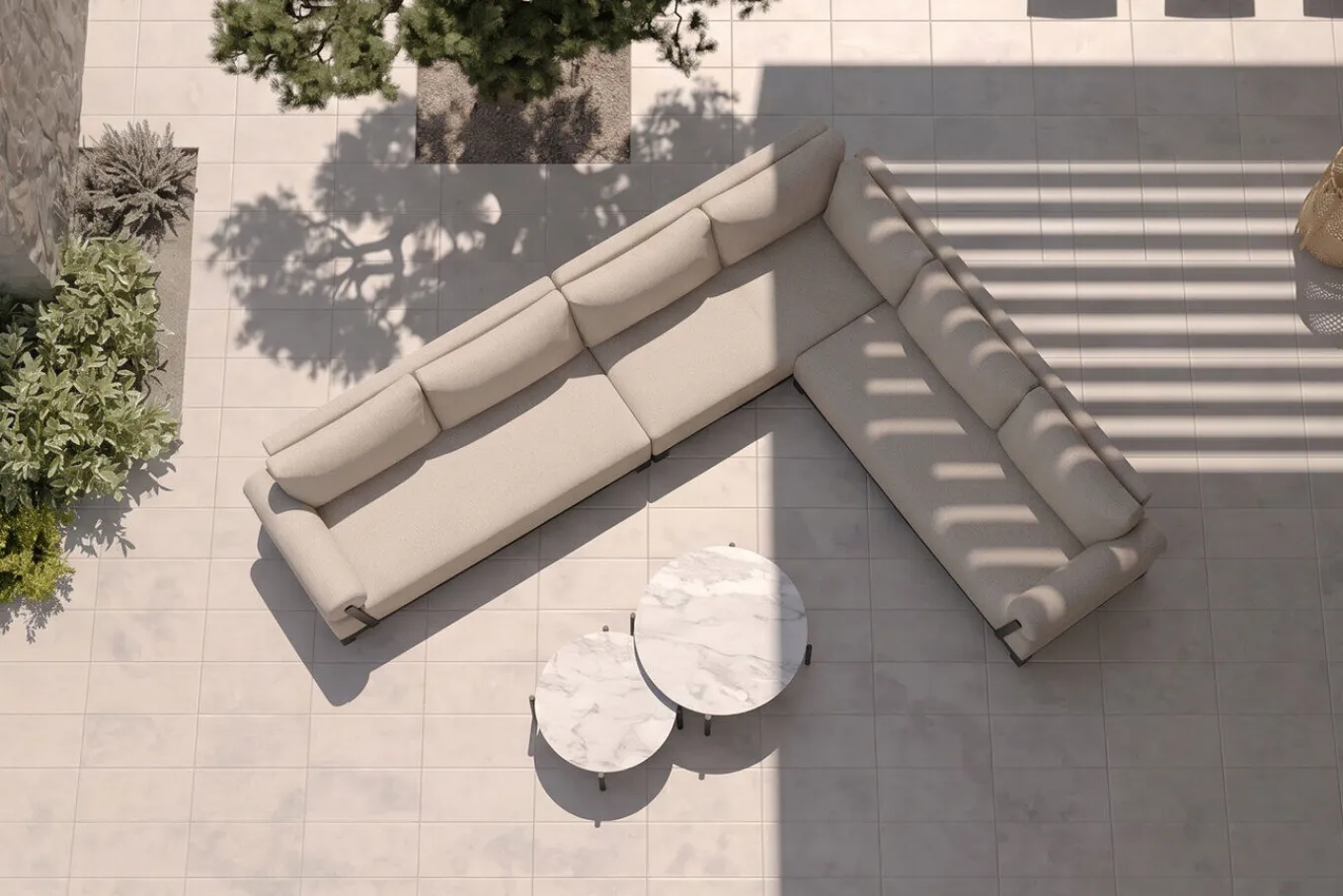 Hot Altea Gartenlounge für 5-6 Personen, beige-weiß, Aluminium/Polyesterbezug, wetterfest und pflegeleicht Gartenlounge