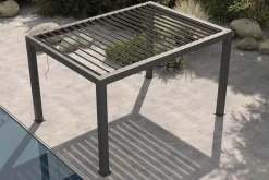 Discount Antalya Lamellenpergola, schwarz, Alu, 4 x 4 m, pulverbeschichtet, wetterfest, verstellbare Lamellen Pergola