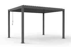 Discount Antalya Lamellenpergola, schwarz, Alu, 4 x 4 m, pulverbeschichtet, wetterfest, verstellbare Lamellen Pergola