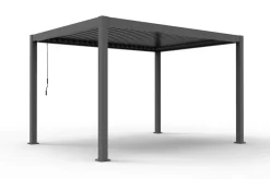 Hot Antalya Lamellenpergola, schwarz, Alu pulverbeschichtet, 3 x 4 m, witterungsbeständig, verstellbares Lamellendach Pergola