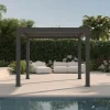 Sale Antalya Lamellenpergola, schwarz, Alu pulverbeschichtet, 3 x 3 m, wetterfest, Lamellendach verstellbar Pergola