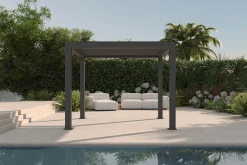 Sale Antalya Lamellenpergola, schwarz, Alu pulverbeschichtet, 3 x 3 m, wetterfest, Lamellendach verstellbar Pergola