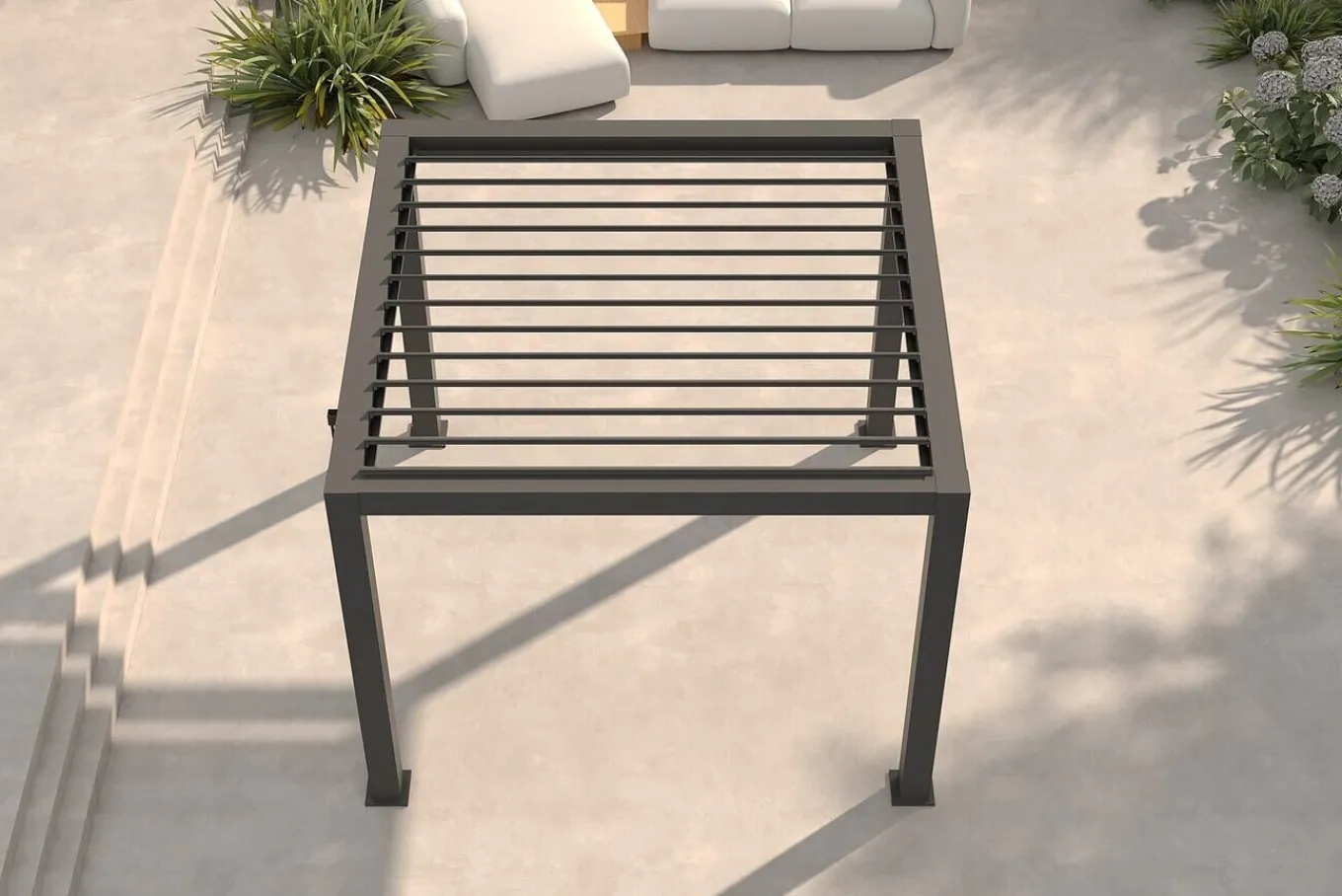 Sale Antalya Lamellenpergola, schwarz, Alu pulverbeschichtet, 3 x 3 m, wetterfest, Lamellendach verstellbar Pergola