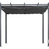 Antalya Pergola mit faltbarem Stoffdach, Anthrazit, Aluminium/Stahl/Polyester, 3 x 3 m, UV-Schutz 30+ Pergola