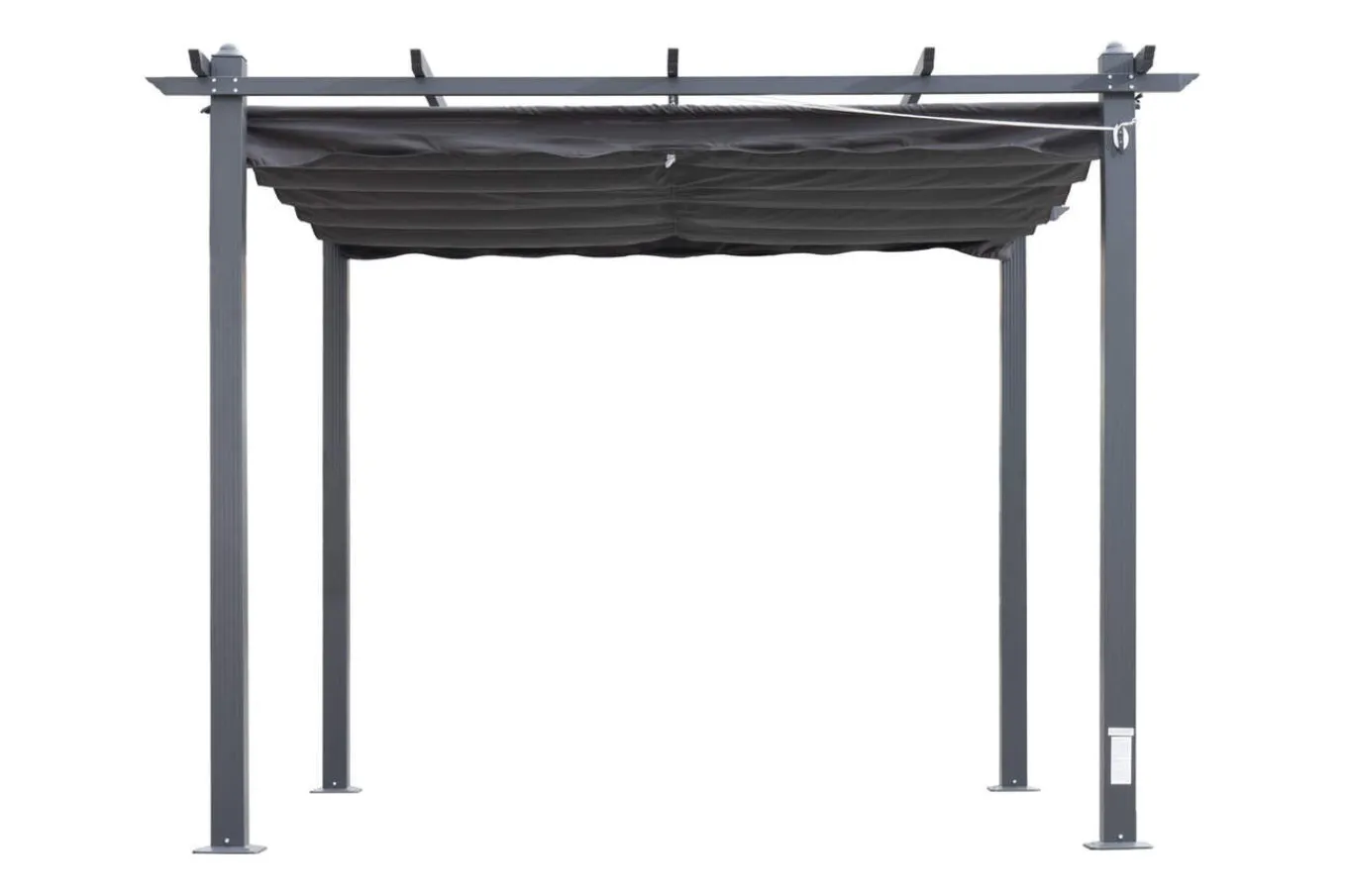 Antalya Pergola mit faltbarem Stoffdach, Anthrazit, Aluminium/Stahl/Polyester, 3 x 3 m, UV-Schutz 30+ Pergola