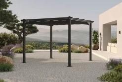 Antalya Pergola mit faltbarem Stoffdach, Anthrazit, Aluminium/Stahl/Polyester, 3 x 3 m, UV-Schutz 30+ Pergola