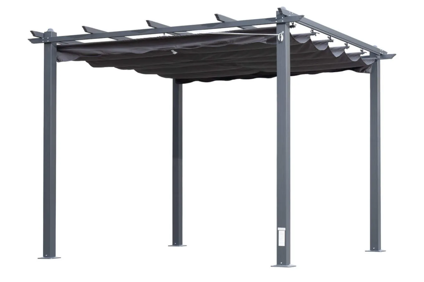 Antalya Pergola mit faltbarem Stoffdach, Anthrazit, Aluminium/Stahl/Polyester, 3 x 3 m, UV-Schutz 30+ Pergola