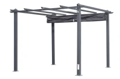 Antalya Pergola mit faltbarem Stoffdach, Anthrazit, Aluminium/Stahl/Polyester, 3 x 3 m, UV-Schutz 30+ Pergola