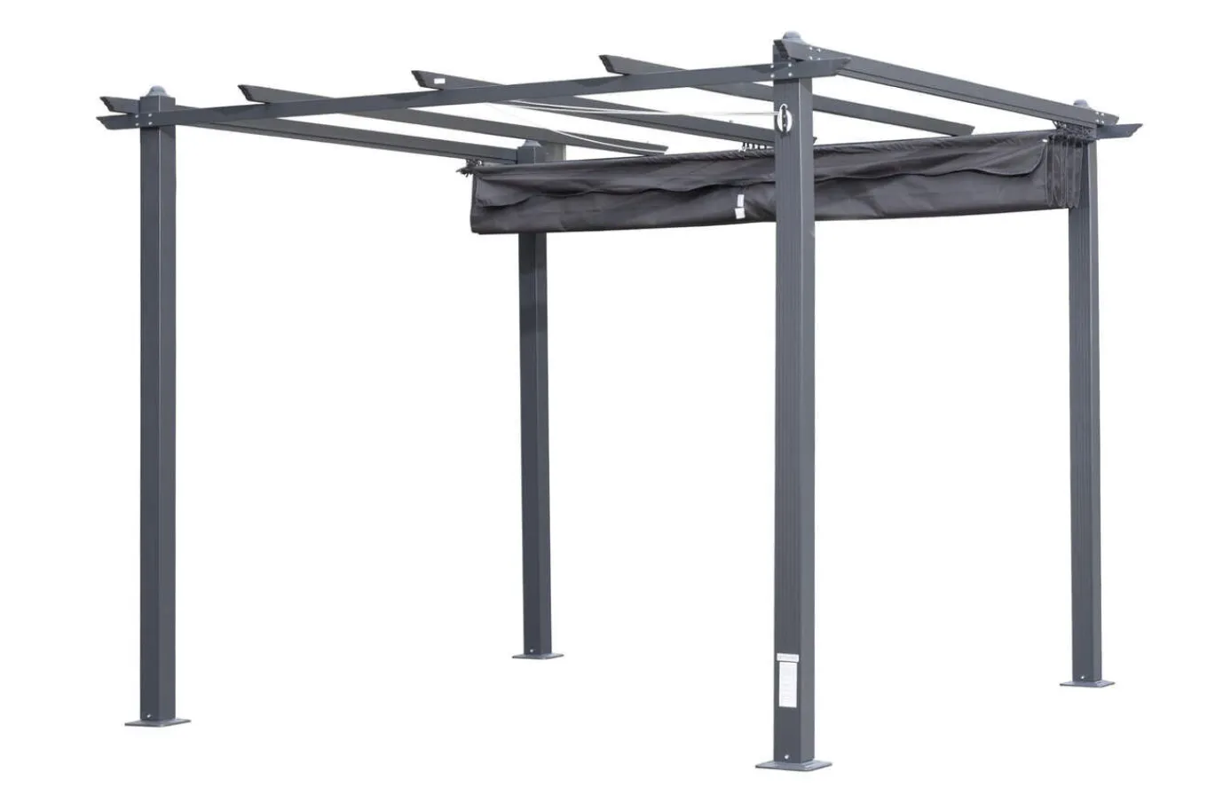 Antalya Pergola mit faltbarem Stoffdach, Anthrazit, Aluminium/Stahl/Polyester, 3 x 3 m, UV-Schutz 30+ Pergola