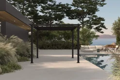 Antalya Pergola mit faltbarem Stoffdach, Anthrazit, Aluminium/Stahl/Polyester, 3 x 3 m, UV-Schutz 30+ Pergola