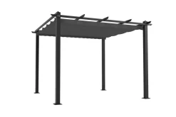 Antalya Pergola mit faltbarem Stoffdach, Anthrazit, Aluminium/Stahl/Polyester, 3 x 3 m, UV-Schutz 30+ Pergola