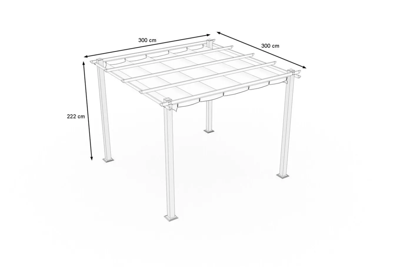 Antalya Pergola mit faltbarem Stoffdach, Anthrazit, Aluminium/Stahl/Polyester, 3 x 3 m, UV-Schutz 30+ Pergola