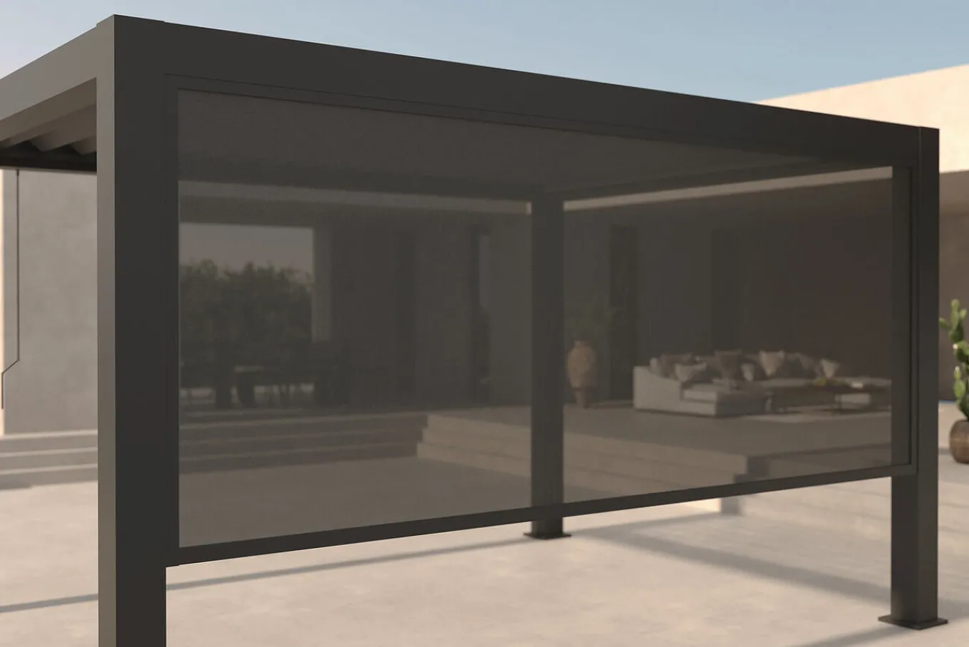 Outlet Antalya Seitenrollo, schwarz, Aluminium und Textilene, 4 x 2,3 m, UV- und witterungsbeständig Sonnenschutz Zubehör