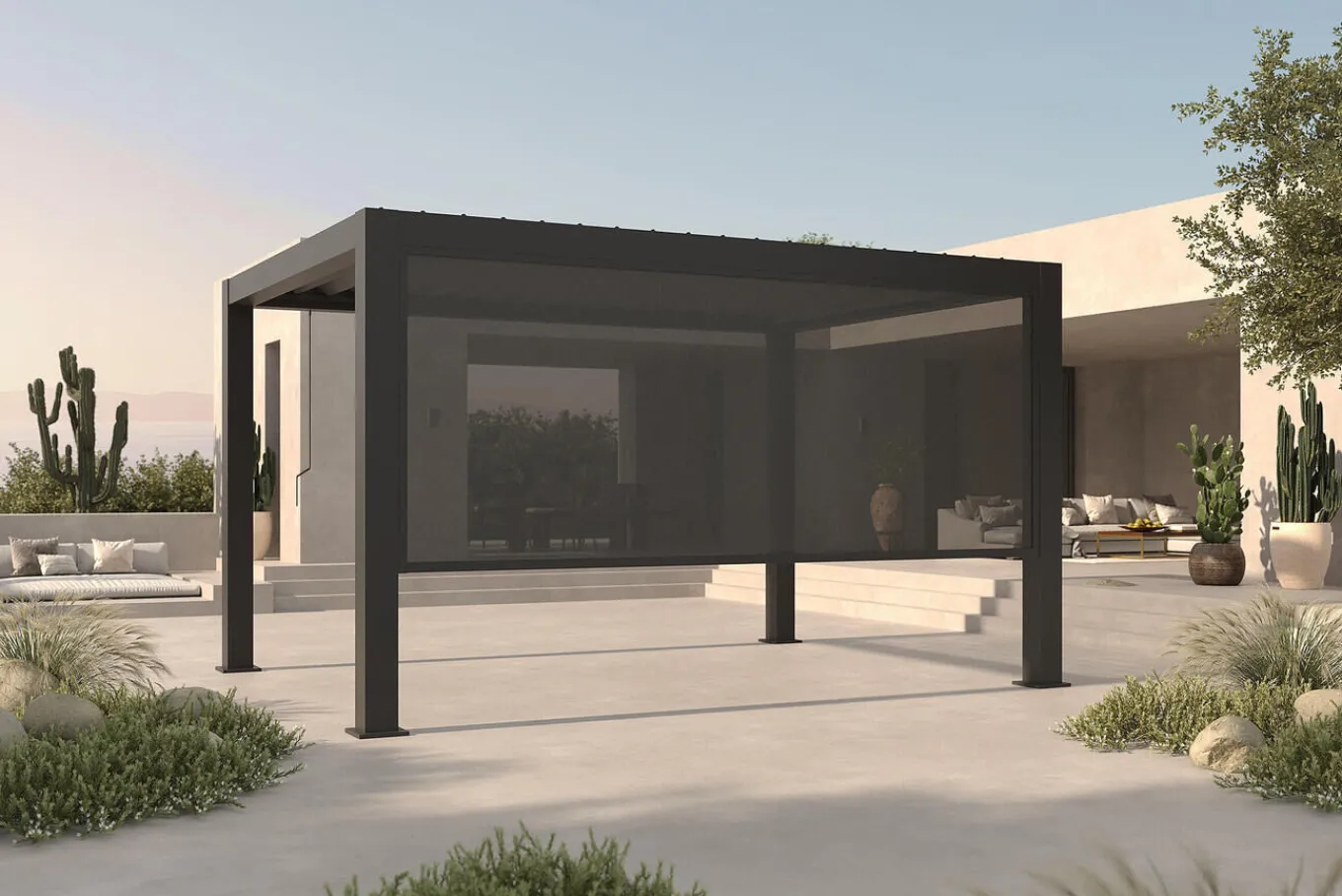 Outlet Antalya Seitenrollo, schwarz, Aluminium und Textilene, 4 x 2,3 m, UV- und witterungsbeständig Sonnenschutz Zubehör