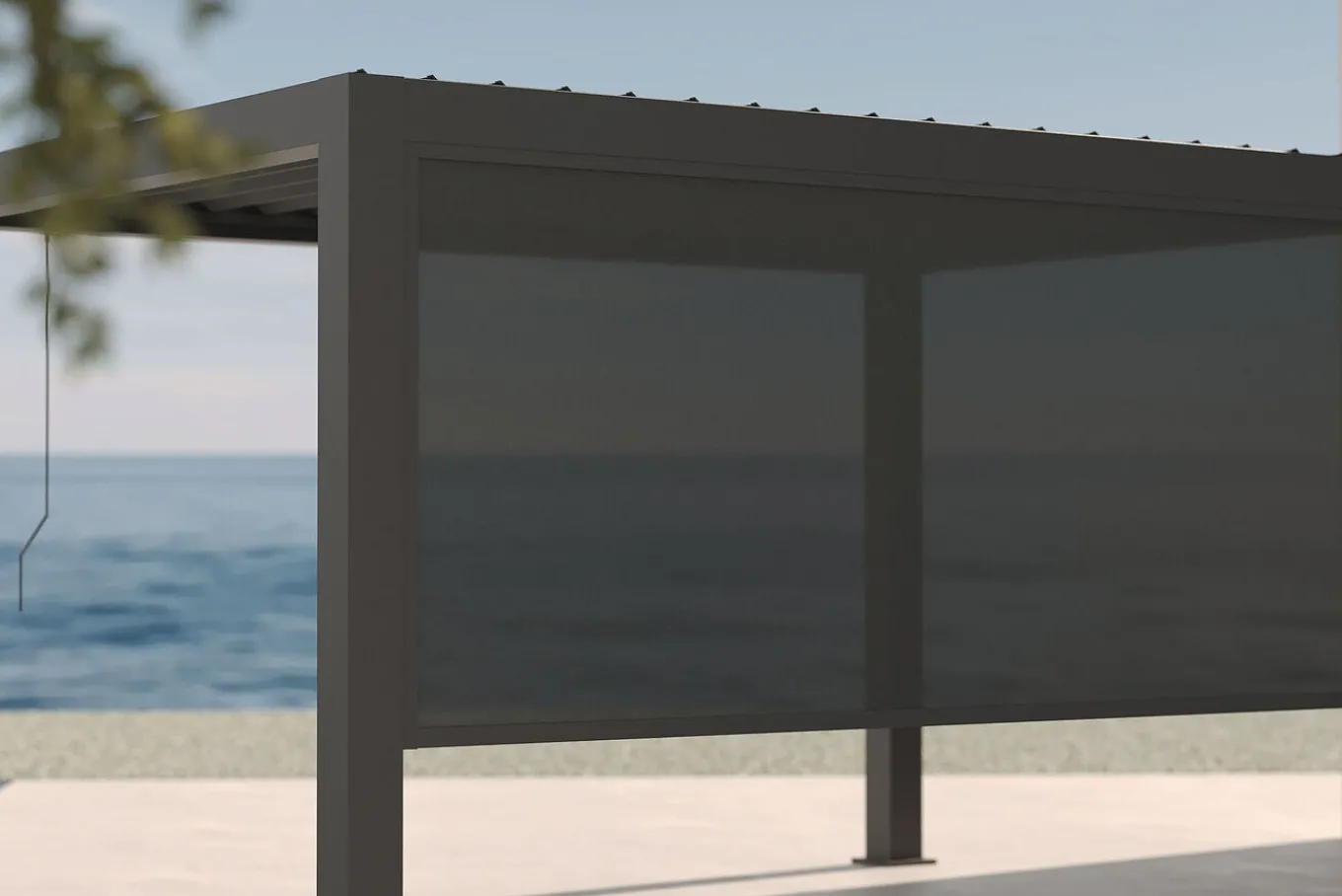 Outlet Antalya Seitenrollo, schwarz, Aluminium und Textilene, 4 x 2,3 m, UV- und witterungsbeständig Sonnenschutz Zubehör
