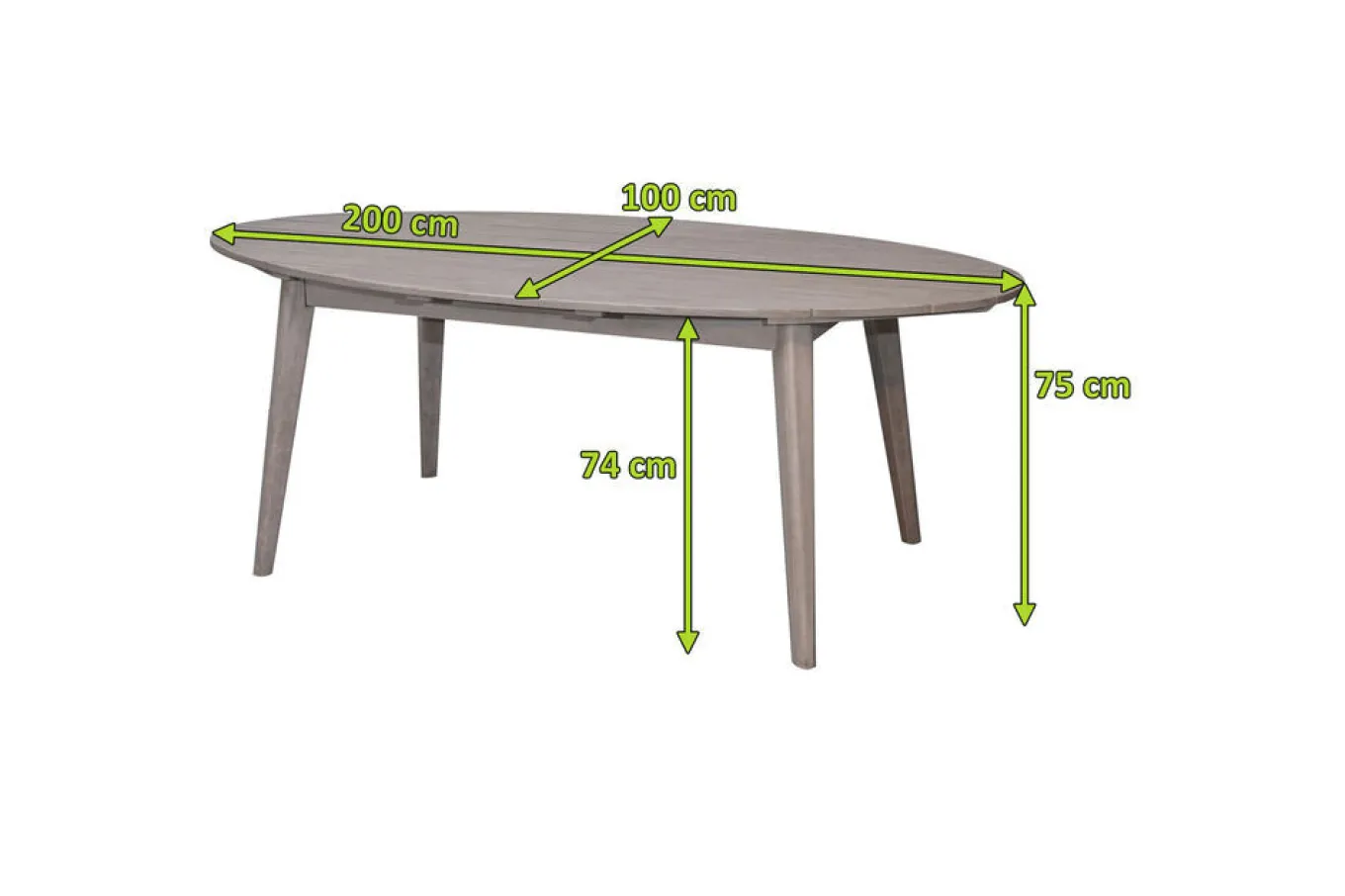 Clearance Arendal Diningtisch, grau, Akazie, 200x100cm, oval, FSC®-zertifiziertes Produkt Gartentische|Akazien-Gartenmöbel