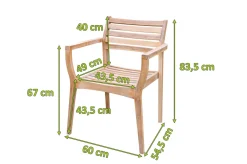 Hot Armlehnensessel, stapelbar, Akazie FSC®-zertifiziert, 60x55x84cm Gartenstühle & Gartensessel