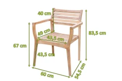 Hot Armlehnensessel, stapelbar, Akazie FSC®-zertifiziert, 60x55x84cm Gartenstühle & Gartensessel