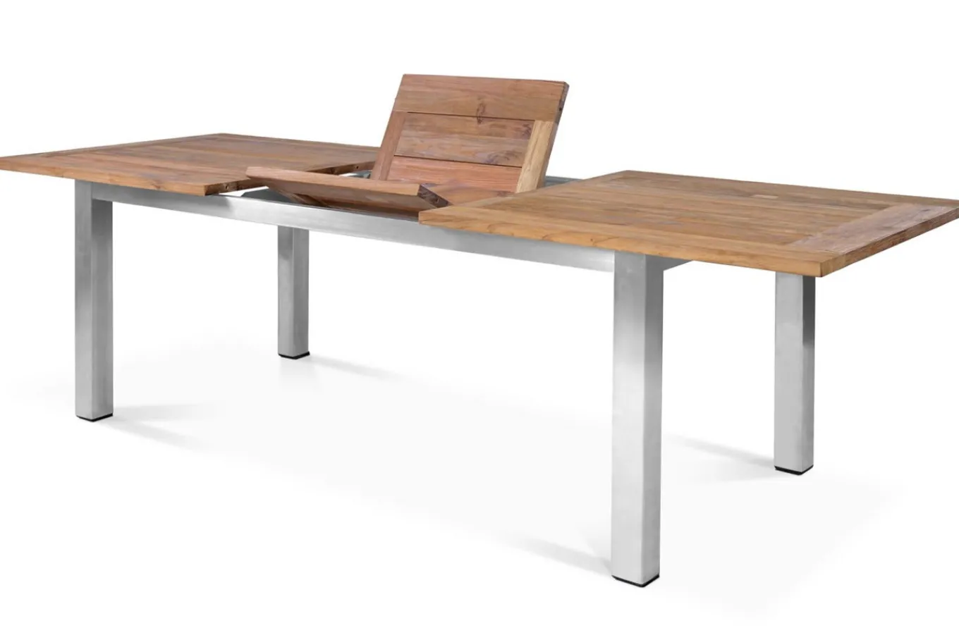 Clearance Ausziehtisch, Edelstahl/recyceltes Teak, 200/260x100cm, rustikal gebürstet, FSC®-zertifiziertes Produkt Gartentische