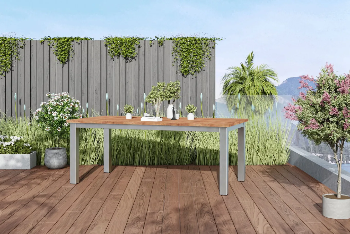 Clearance Ausziehtisch, Edelstahl/recyceltes Teak, 200/260x100cm, rustikal gebürstet, FSC®-zertifiziertes Produkt Gartentische