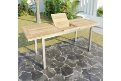 Clearance Ausziehtisch, Edelstahl/recyceltes Teak, 200/260x100cm, rustikal gebürstet, FSC®-zertifiziertes Produkt Gartentische
