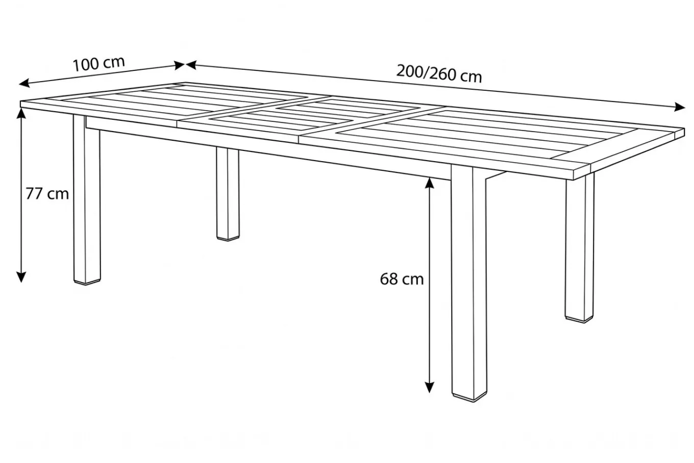 Clearance Ausziehtisch, Edelstahl/recyceltes Teak, 200/260x100cm, rustikal gebürstet, FSC®-zertifiziertes Produkt Gartentische