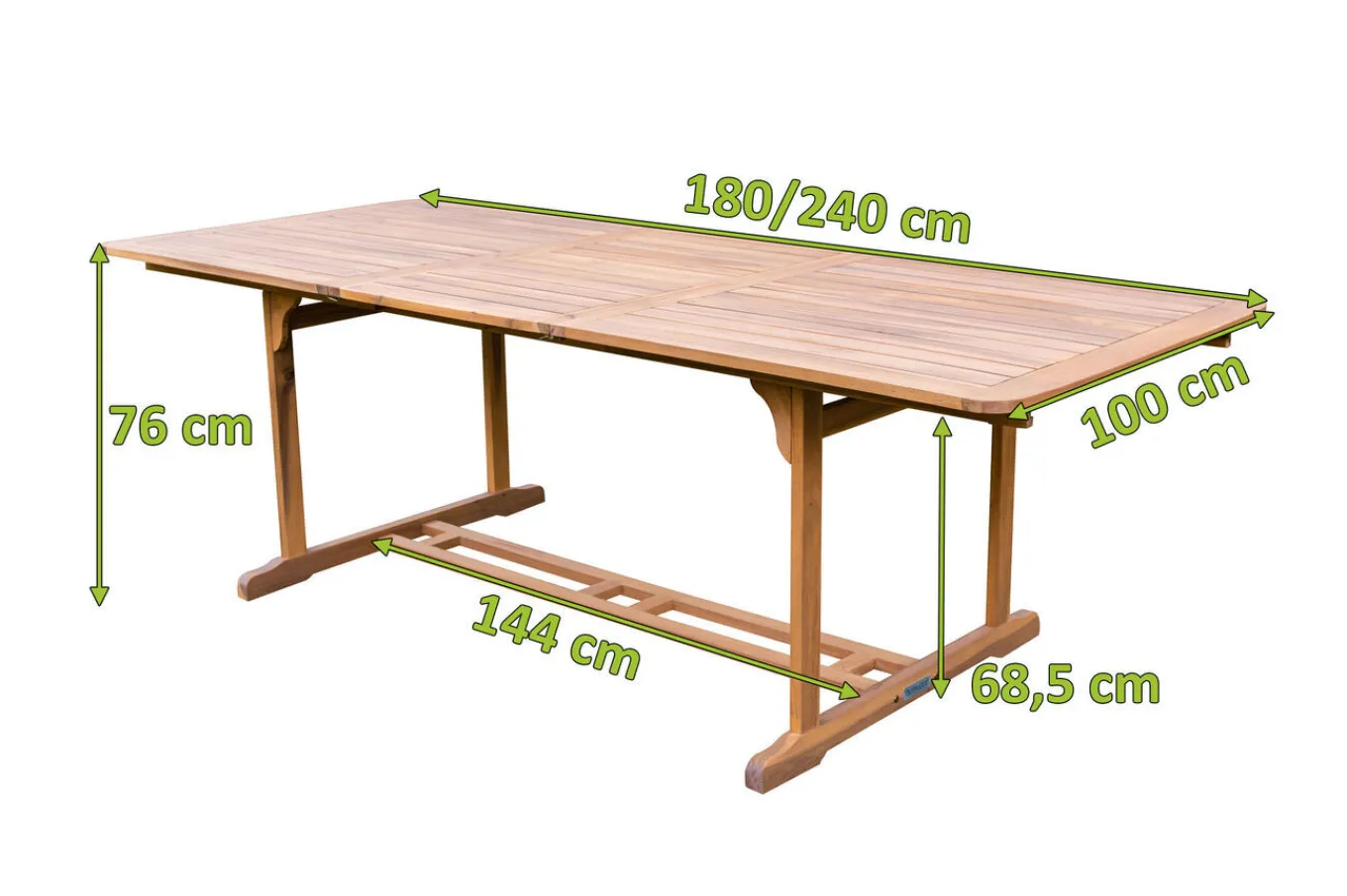 Outlet Ausziehtisch, natur, Akazie, 180/240 x 100 cm, Ausziehfunktion Gartentische|Akazien-Gartenmöbel