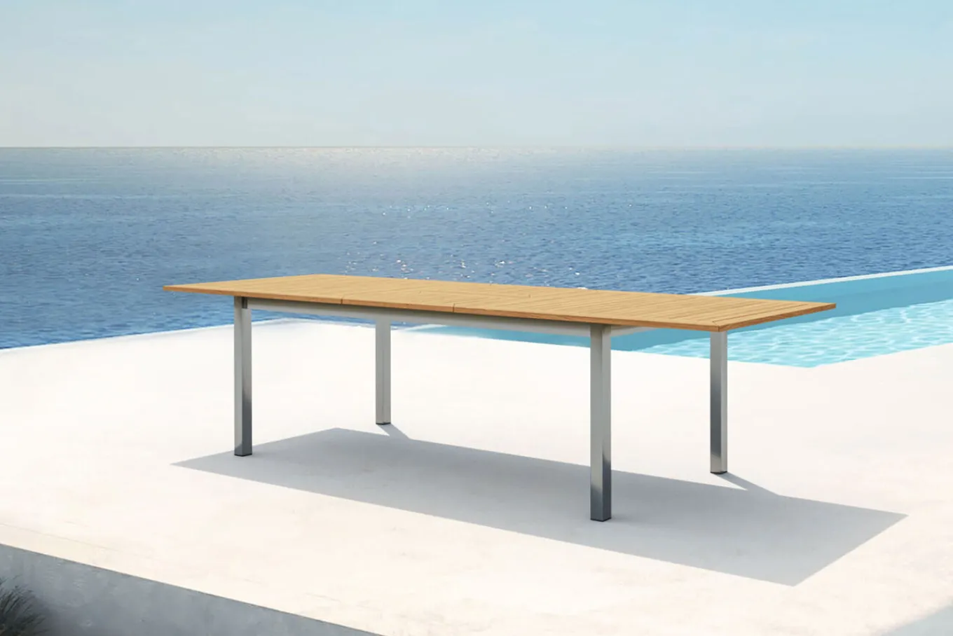 New Ausziehtisch, Teakholz/Edelstahl, Plattenstärke 25mm, 200/300x100cm, FSC®-zertifiziertes Produkt Gartentische